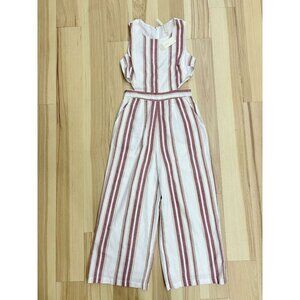 Japna NWT Cream & Red Striped Cutout Jumpsuit With Pockets S